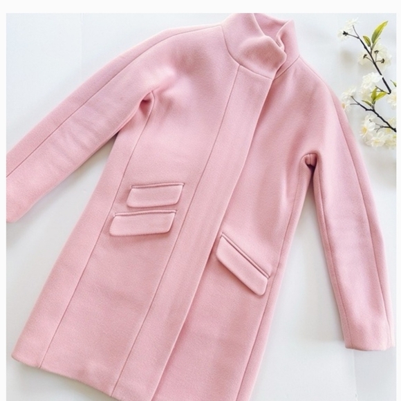 SIZE 12 J.Crew Pink Gori Wool Cocoon Coat - Picture 7 of 9